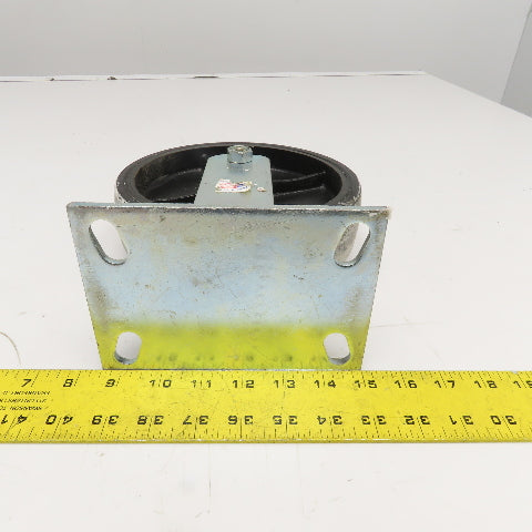 RWM 8" x 2" Rubber Over Cast Iron Rigid Caster 10" Tall