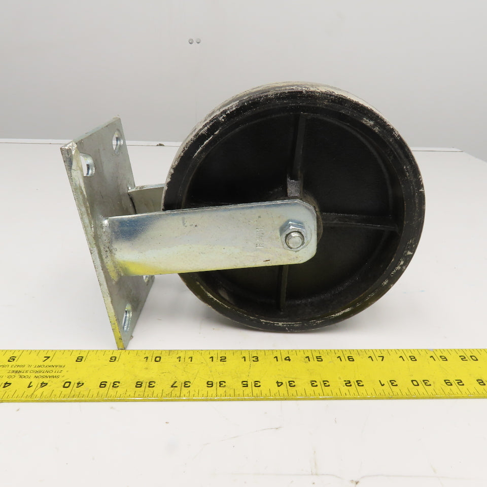 RWM 8" x 2" Rubber Over Cast Iron Rigid Caster 10" Tall