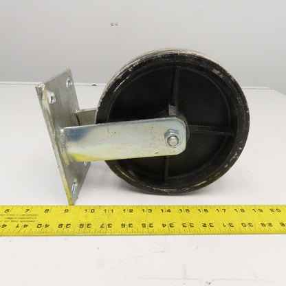 RWM 8" x 2" Rubber Over Cast Iron Rigid Caster 10" Tall