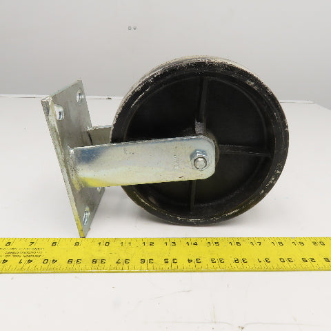 RWM 8" x 2" Rubber Over Cast Iron Rigid Caster 10" Tall