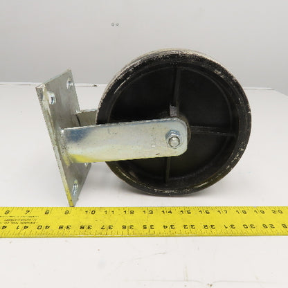 RWM 8" x 2" Rubber Over Cast Iron Rigid Caster 10" Tall