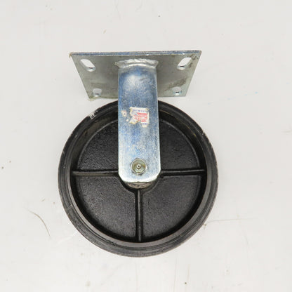 RWM 8" x 2" Rubber Over Cast Iron Rigid Caster 10" Tall