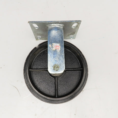 RWM 8" x 2" Rubber Over Cast Iron Rigid Caster 10" Tall