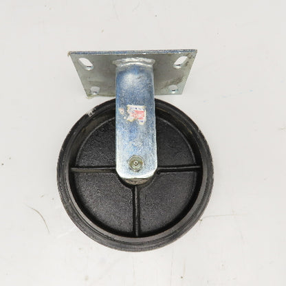 RWM 8" x 2" Rubber Over Cast Iron Rigid Caster 10" Tall