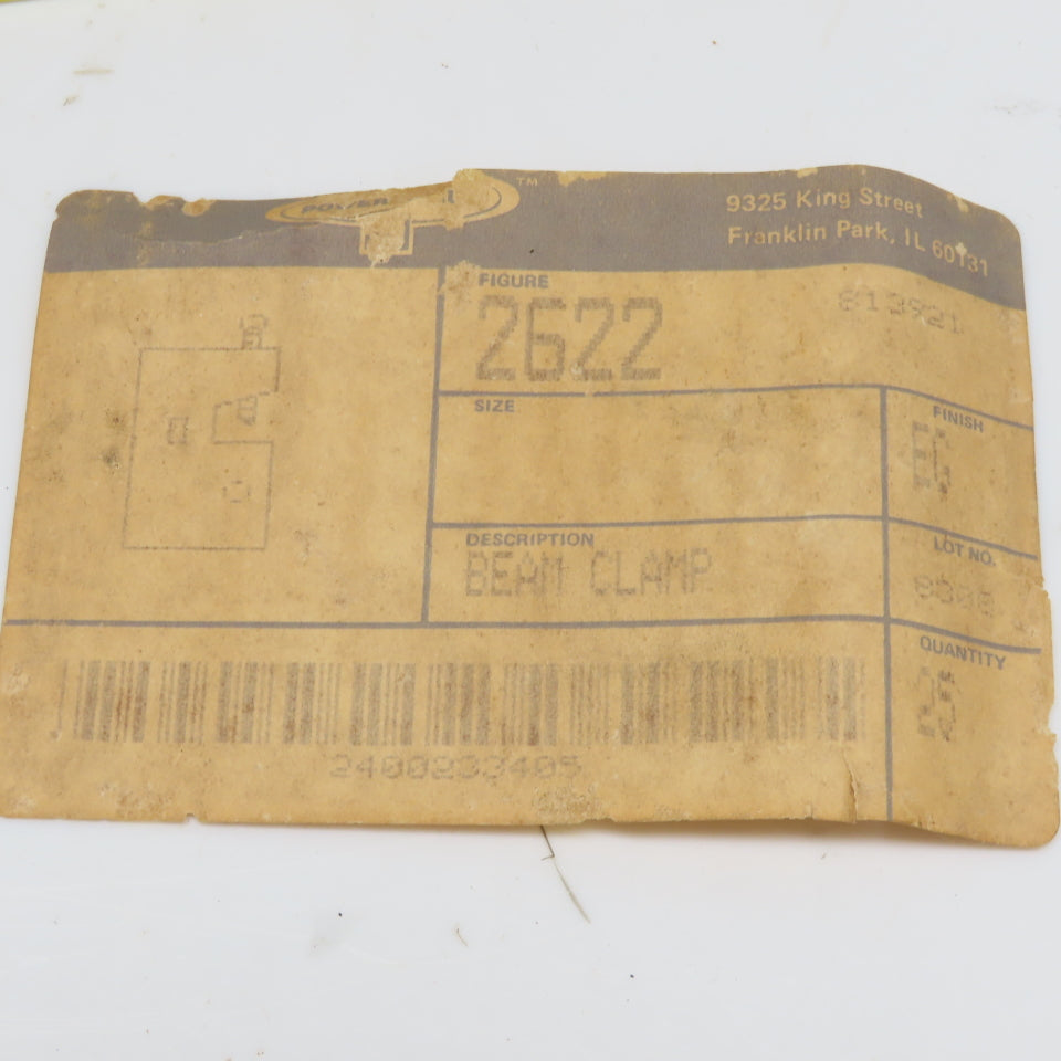 Power-Strut 2622 EG Beam Clamp 3/4" Jaw Capacity 300 Lb Lot of 25