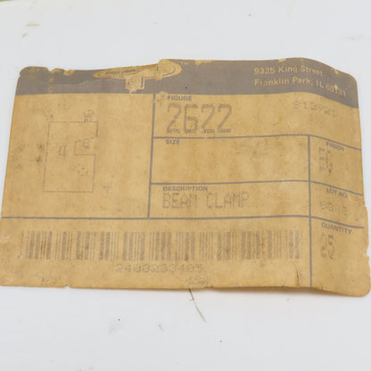 Power-Strut 2622 EG Beam Clamp 3/4" Jaw Capacity 300 Lb Lot of 25