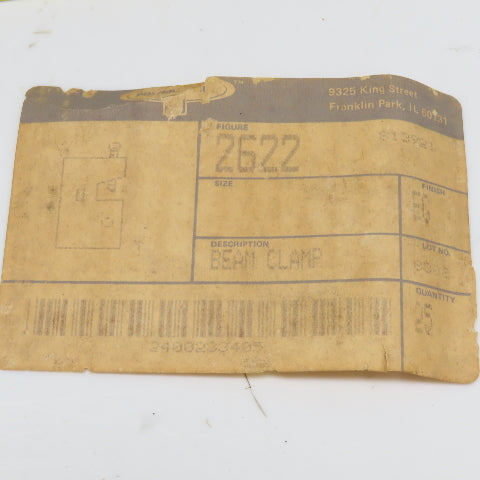 Power-Strut 2622 EG Beam Clamp 3/4" Jaw Capacity 300 Lb Lot of 25