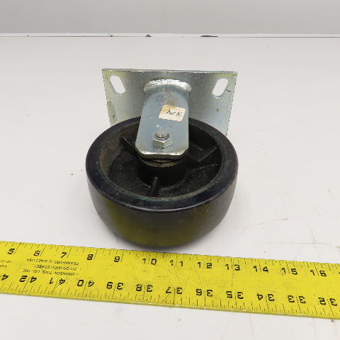 RWM 6" x 2" Rubber Over Cast Iron Rigid Caster 8" Tall