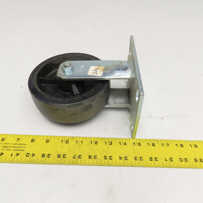 RWM 6" x 2" Rubber Over Cast Iron Rigid Caster 8" Tall