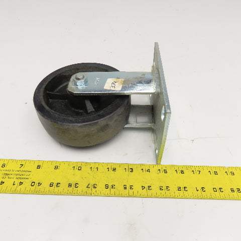 RWM 6" x 2" Rubber Over Cast Iron Rigid Caster 8" Tall