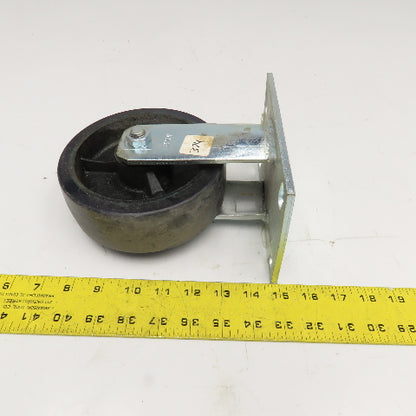 RWM 6" x 2" Rubber Over Cast Iron Rigid Caster 8" Tall