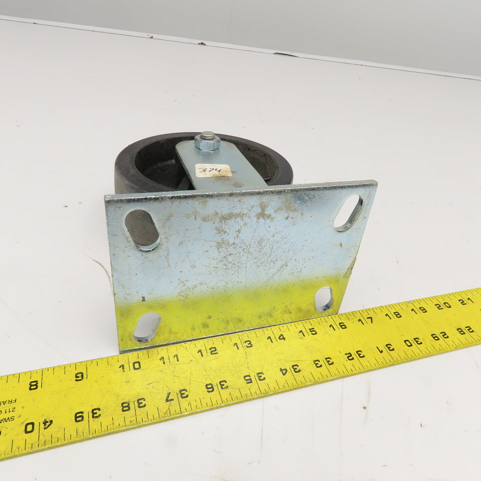 RWM 6" x 2" Rubber Over Cast Iron Rigid Caster 8" Tall