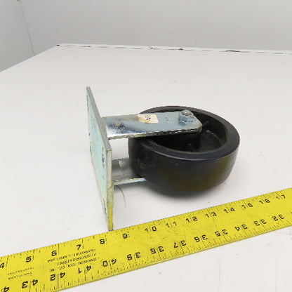 RWM 6" x 2" Rubber Over Cast Iron Rigid Caster 8" Tall