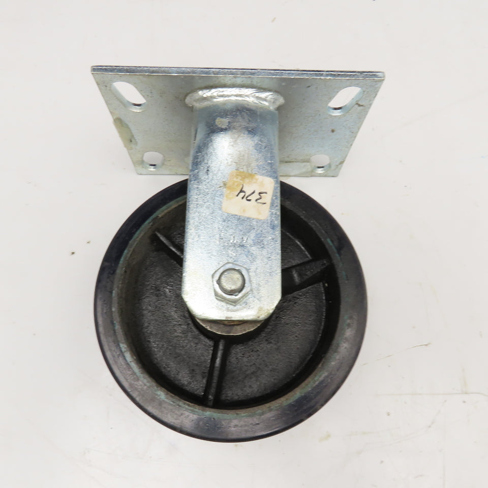 RWM 6" x 2" Rubber Over Cast Iron Rigid Caster 8" Tall