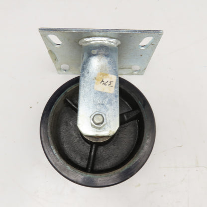 RWM 6" x 2" Rubber Over Cast Iron Rigid Caster 8" Tall