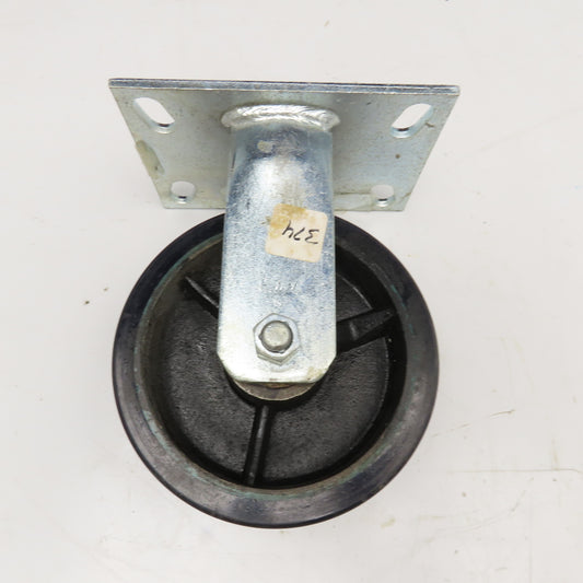 RWM 6" x 2" Rubber Over Cast Iron Rigid Caster 8" Tall