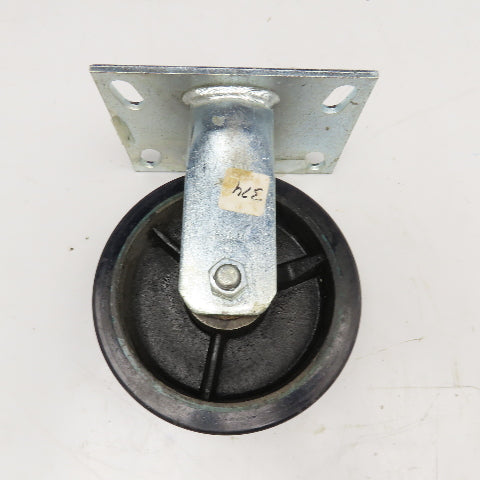 RWM 6" x 2" Rubber Over Cast Iron Rigid Caster 8" Tall