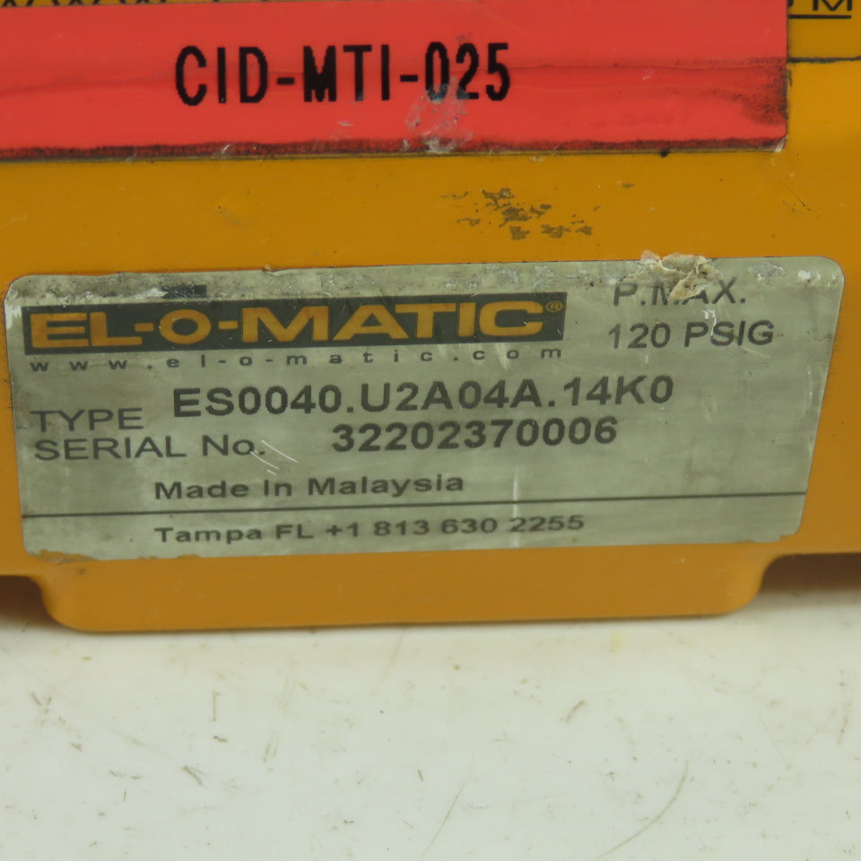 El-O-Matic ES0040.U2A04A.14K0 Pneumatic Actuator 120PSIG Max