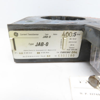 General Electric 750X36G 204 JAB-O 400:5 Current Transformer W/Test Certificate
