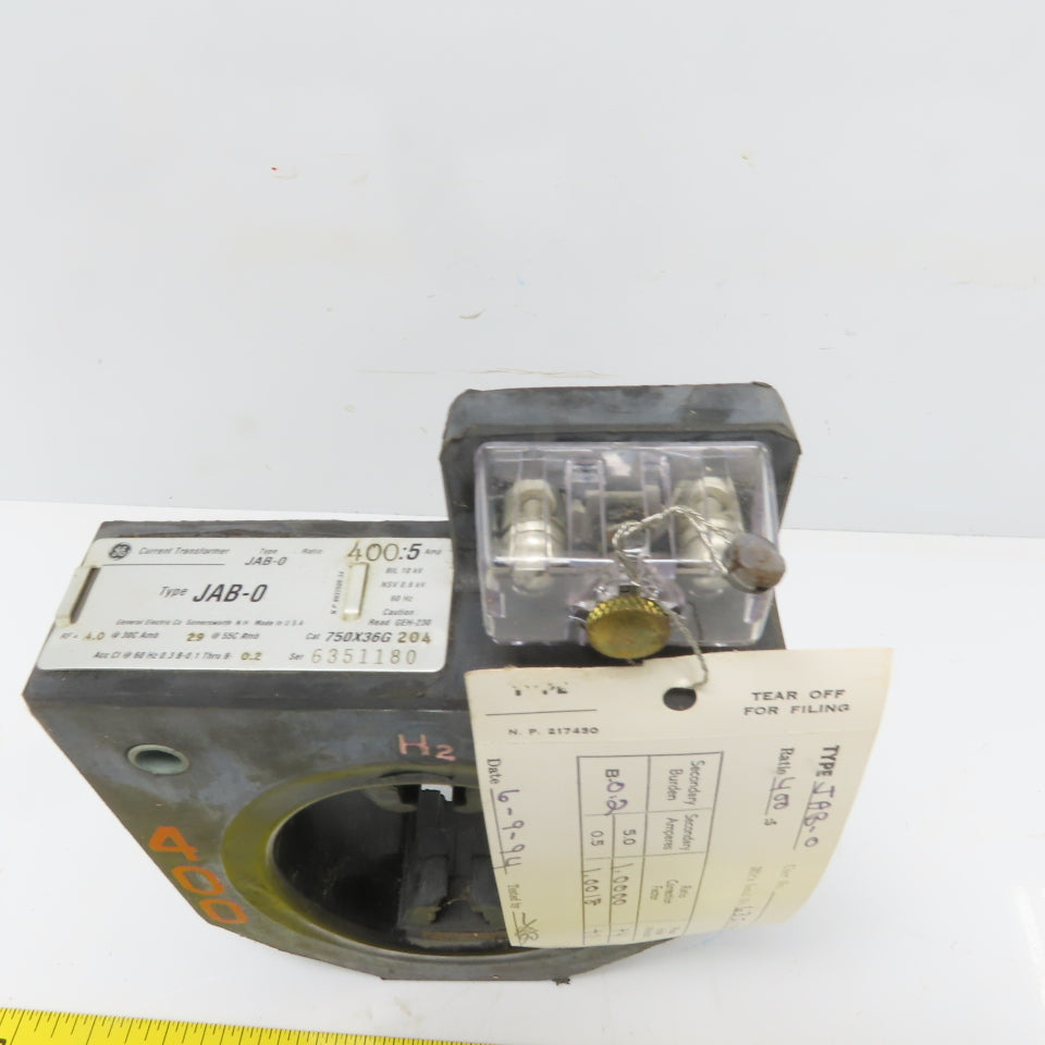 General Electric 750X36G 204 JAB-O 400:5 Current Transformer W/Test Certificate
