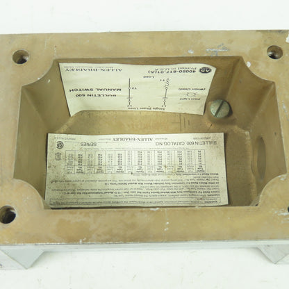 Allen Bradley 40050-817-01(A) Bulletin 600 Manual Switch Enclosure Box only