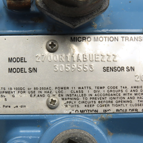 Micro Motion 2700R11ABUEZZZ Multiple Variable Flow Transmitter