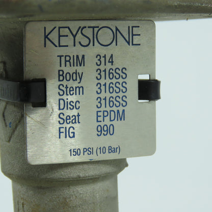 Keystone 3" 316SS Stainless Steel Butterfly Gate Valve Body Only 150PSI Max