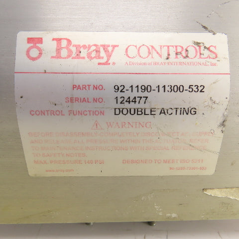 Bray 92-1190-11300-532 Double Acting Pneumatic Valve Actuator 50-0406-12610-532