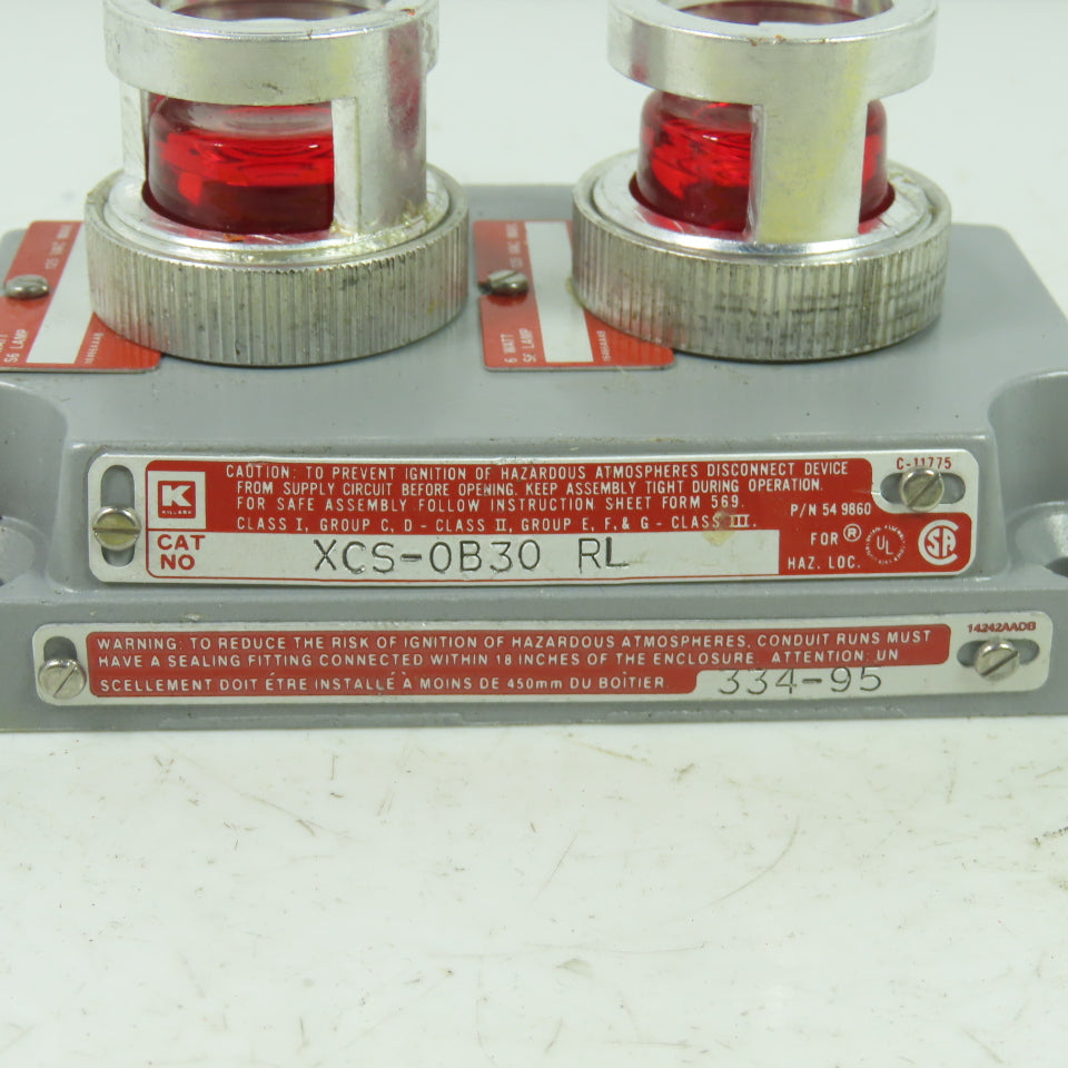 Crouse-Hinds XCS-0B30 RL Hazardous Location Double Red Pilot Light Cover