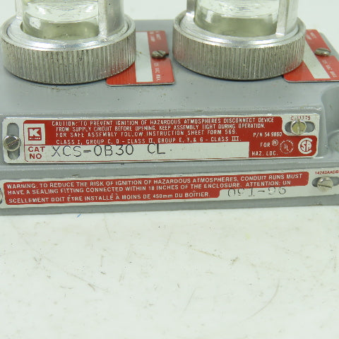 Crouse-Hinds XCS-0B30 CL Hazardous Location Double Clear Pilot Light Cover