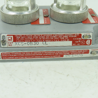 Crouse-Hinds XCS-0B30 CL Hazardous Location Double Clear Pilot Light Cover