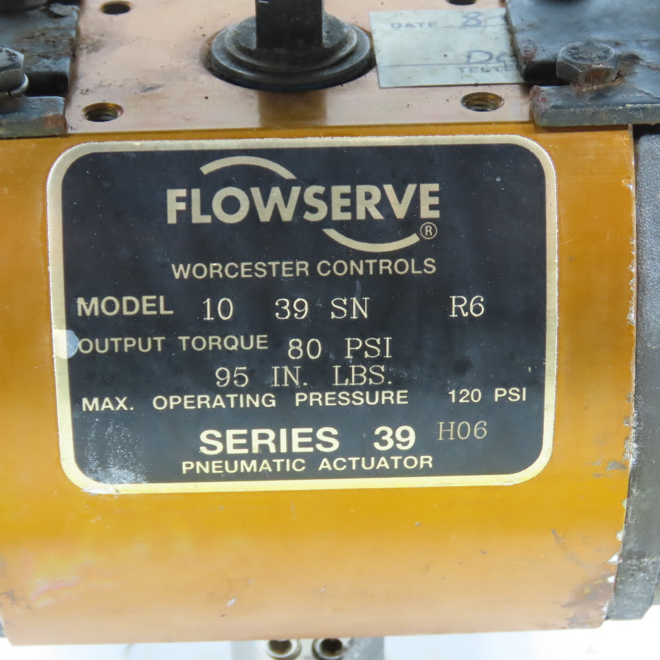 Flowserve 1039SNR6 Pneumatic Valve Actuator 95 In Lb Torq. Worcester Pulsair III
