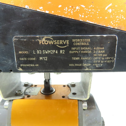Flowserve 10H39SNR6 Pneumatic Valve Actuator Worcester Pulsair III L 93SWM2P4R2