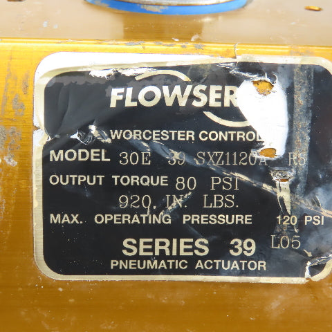 Flowserve 30E39SXZ1120AR6 Pneumatic Valve Actuator 920 In Lb Torq W/Prox Sensor