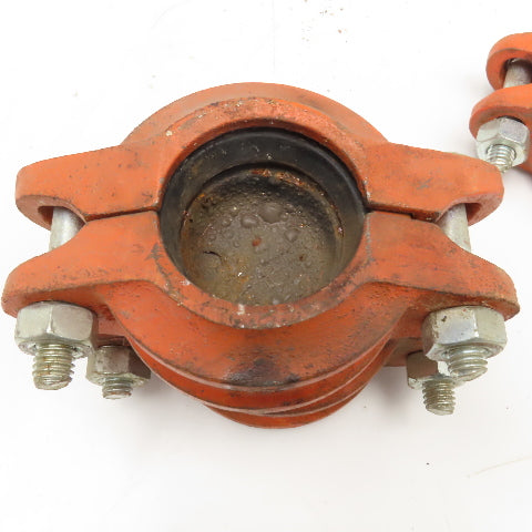 SPF 1-1/2" Grooved Sprinkler Pipe End Clamp W/ Caps Gaskets Lot Of 3