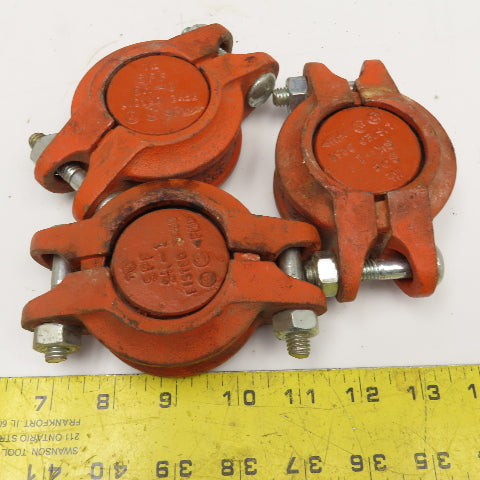 SPF 1-1/2" Grooved Sprinkler Pipe End Clamp W/ Caps Gaskets Lot Of 3