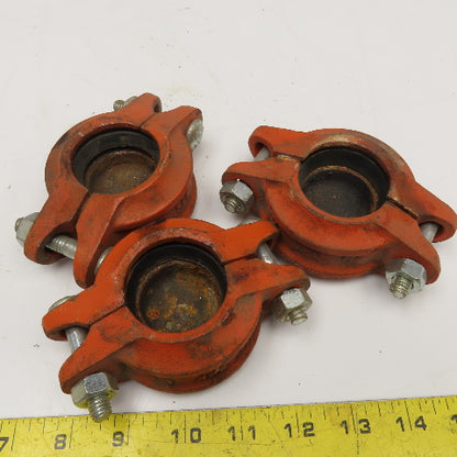 SPF 1-1/2" Grooved Sprinkler Pipe End Clamp W/ Caps Gaskets Lot Of 3