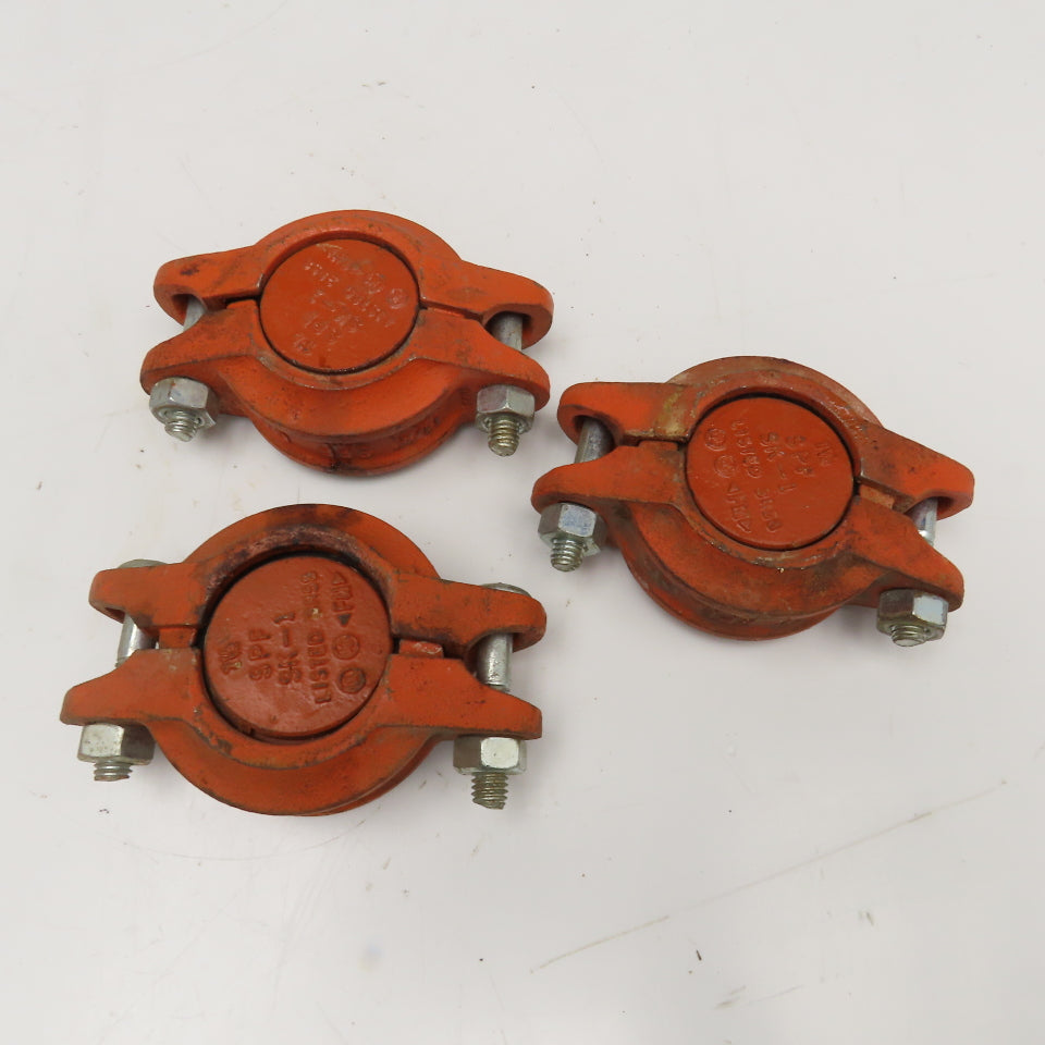 SPF 1-1/2" Grooved Sprinkler Pipe End Clamp W/ Caps Gaskets Lot Of 3