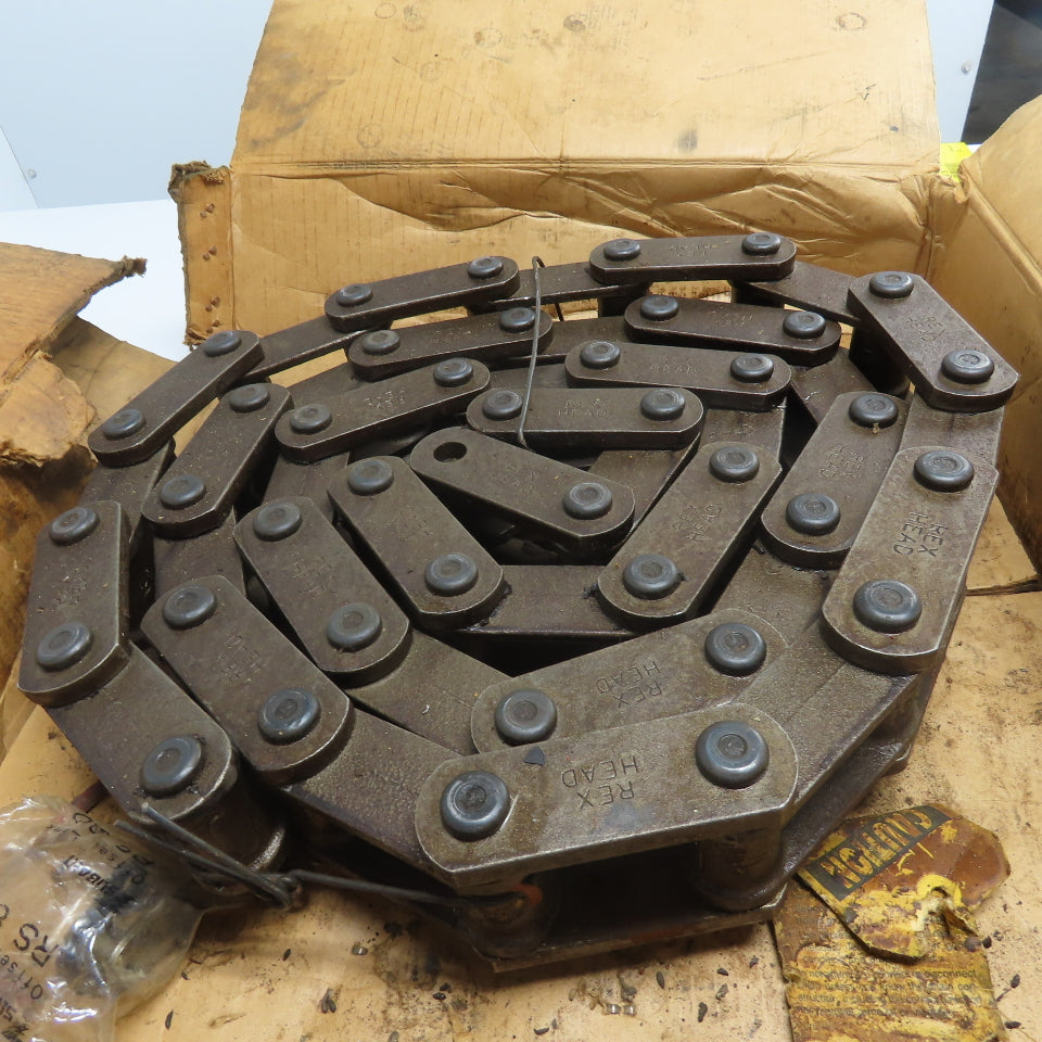 Rex Head 410949 Single Strand Cottered Roller Link Chain 10' Length 3" Pitch