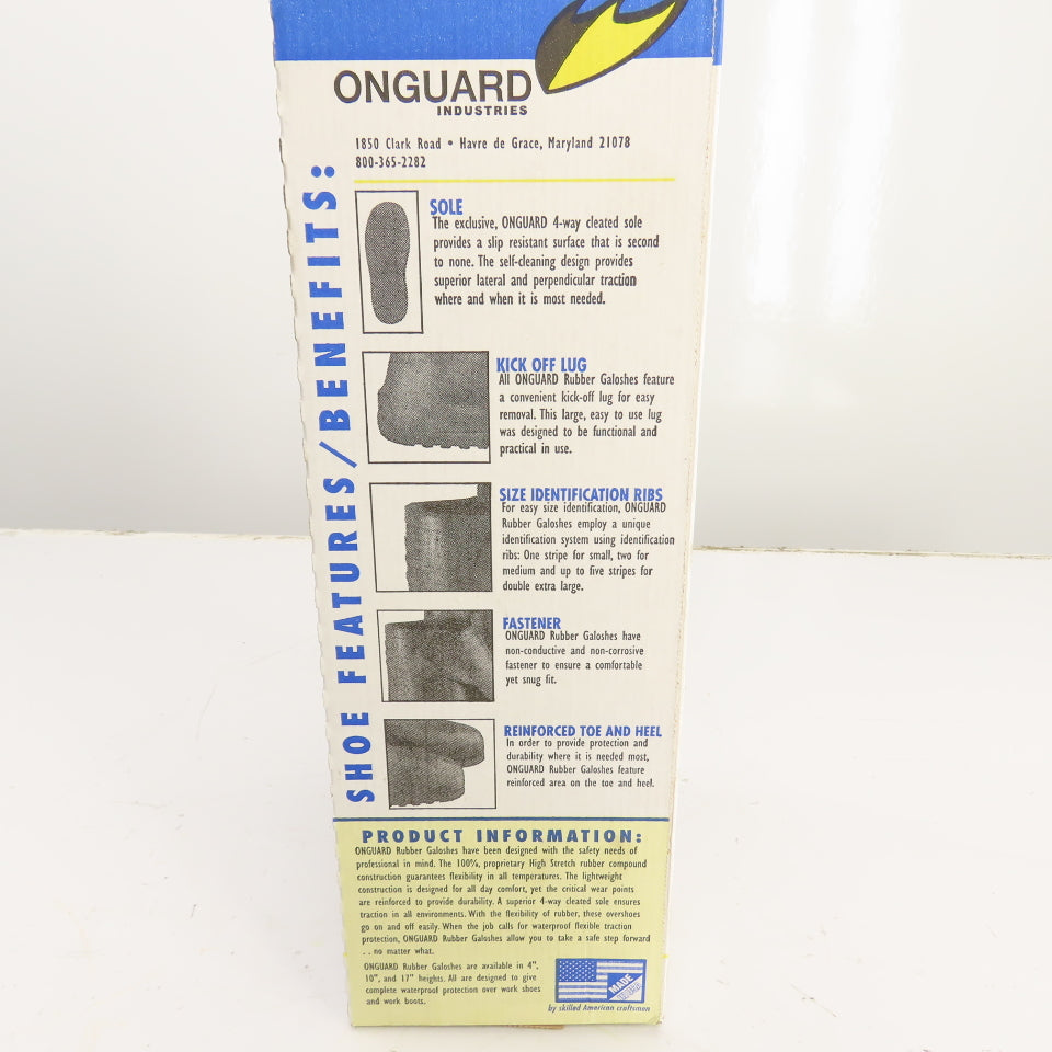 Onguard 13000 HS 4" Black Rubber Galoshes Size XL Protective Overboots USA