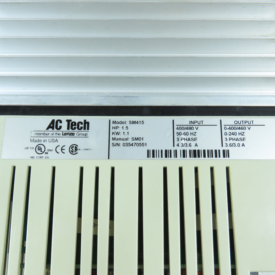 Lenze SM415 AC Tech SCM 1.5HP / 1.1kW Variable Speed Motor Drive 0-400/460V 3PH