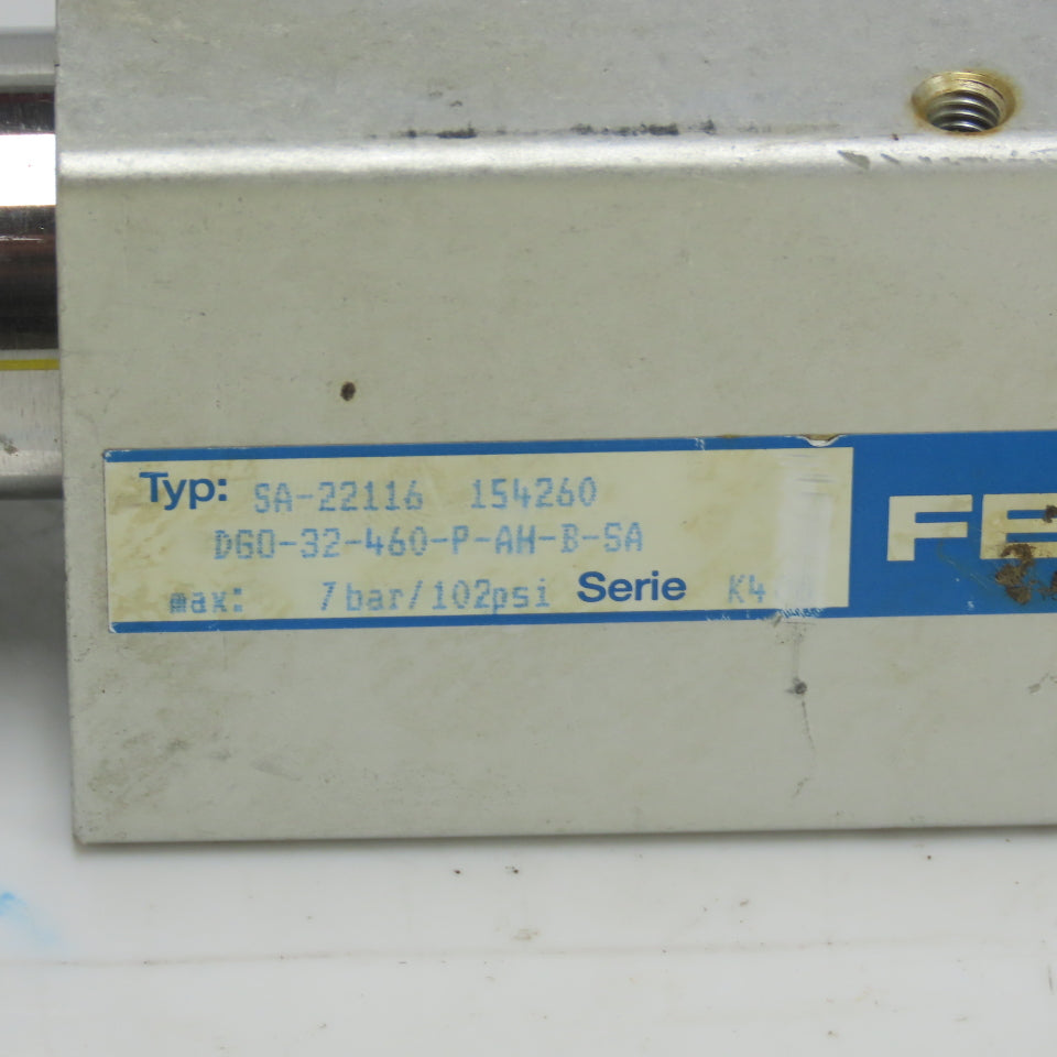 Festo DG0-32-460-P-AH-B-SA Pneumatic Linear Actuator 32mm Bore 450mm Stroke