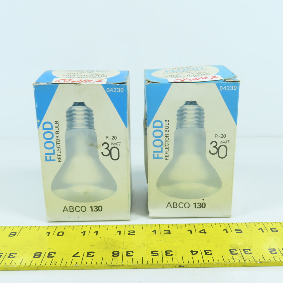 Abco 130 04230 R-20 Flood Reflector Bulb 30W 130V 2000 Hours Lot Of 2