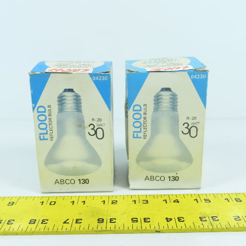 Abco 130 04230 R-20 Flood Reflector Bulb 30W 130V 2000 Hours Lot Of 2