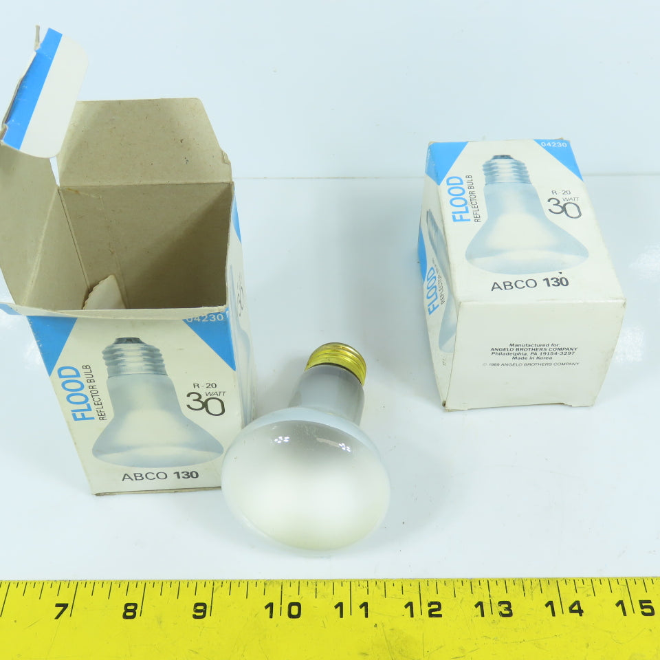 Abco 130 04230 R-20 Flood Reflector Bulb 30W 130V 2000 Hours Lot Of 2