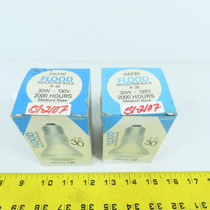 Abco 130 04230 R-20 Flood Reflector Bulb 30W 130V 2000 Hours Lot Of 2