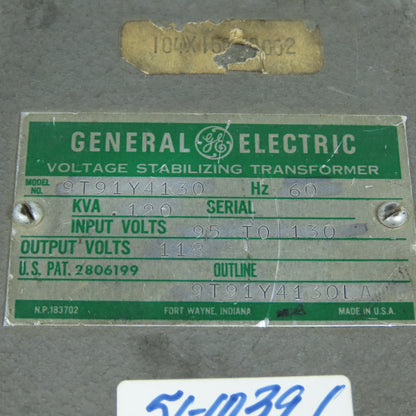 GE 9T91Y4130 0.120kVA Voltage Stabilizing Transformer 95-130V In 118V Out 60HZ