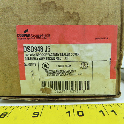 Cooper Crouse Hinds DSD948 J3 Explosion Proof Sealed Cover W/ Green Pilot Light