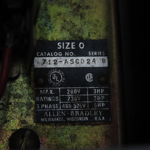 Allen Bradley 712-ASCD24 Ser B 5HP Combination Motor Starter Fusible Disconnect