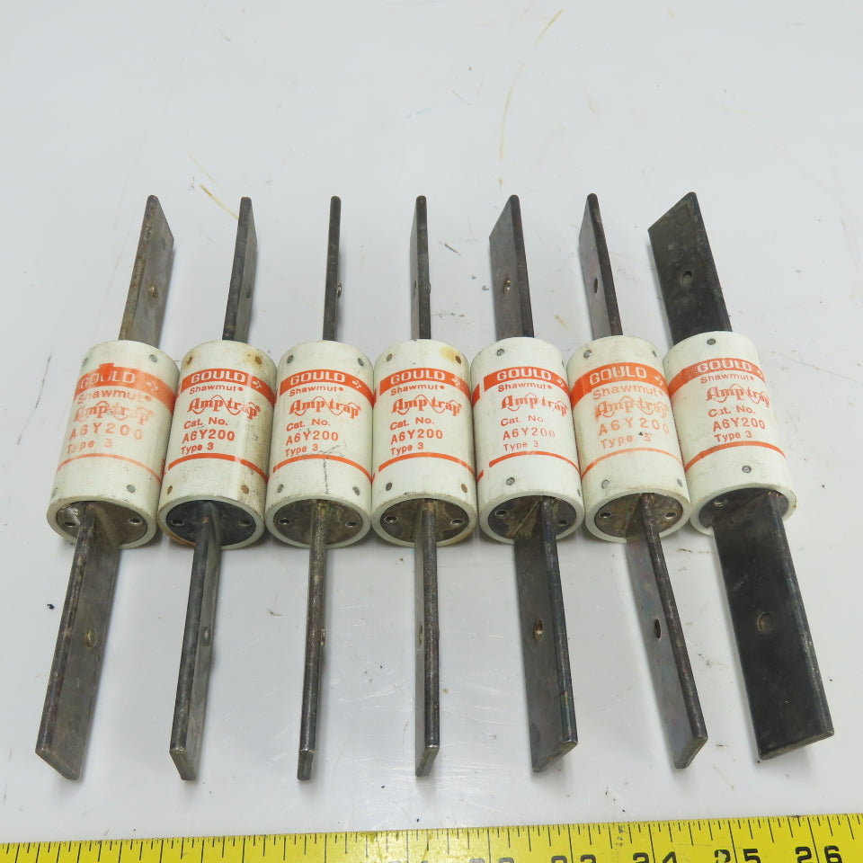 Gould A6Y200 Type 3 200A 600V Fuse Lot Of 7